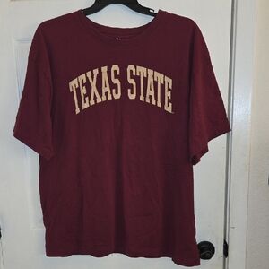 TEXAS STATE Maroon T-Shirt - EMBROIDERED